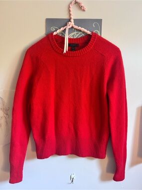 J. Crew Bright Red Crewneck Wool Sweater